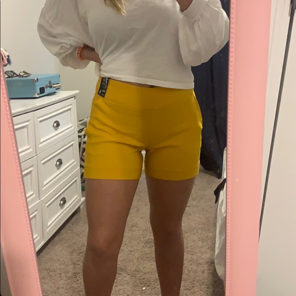 High Waisted Mustard Shorts